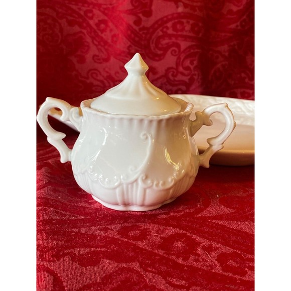 6 piece White Ironstone Tea Set - Picture 8 of 11